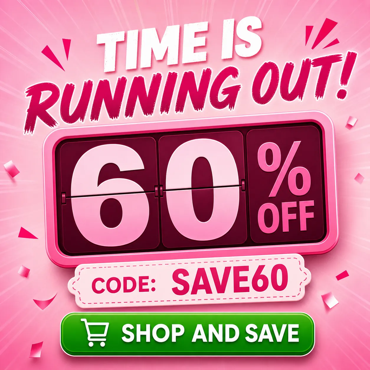 Time Is Running Out 60% Off Sale Banner｜AI Image Generation Prompts