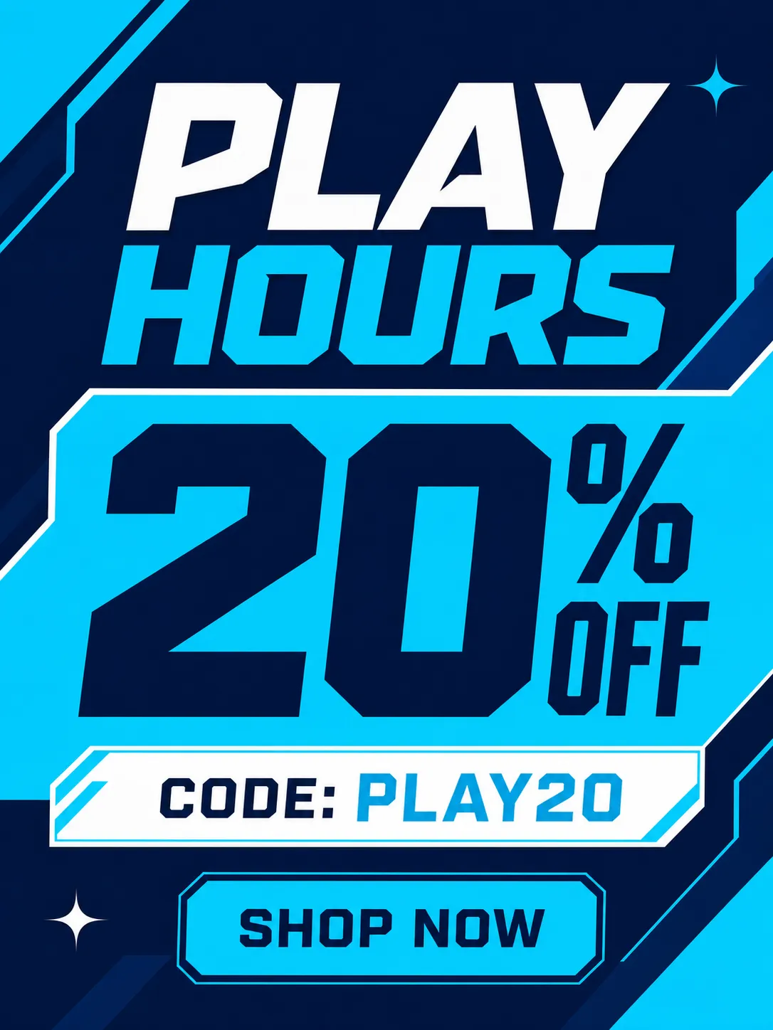 Play Hours 20% Off Promotional Banner｜AI Image Generation Prompts