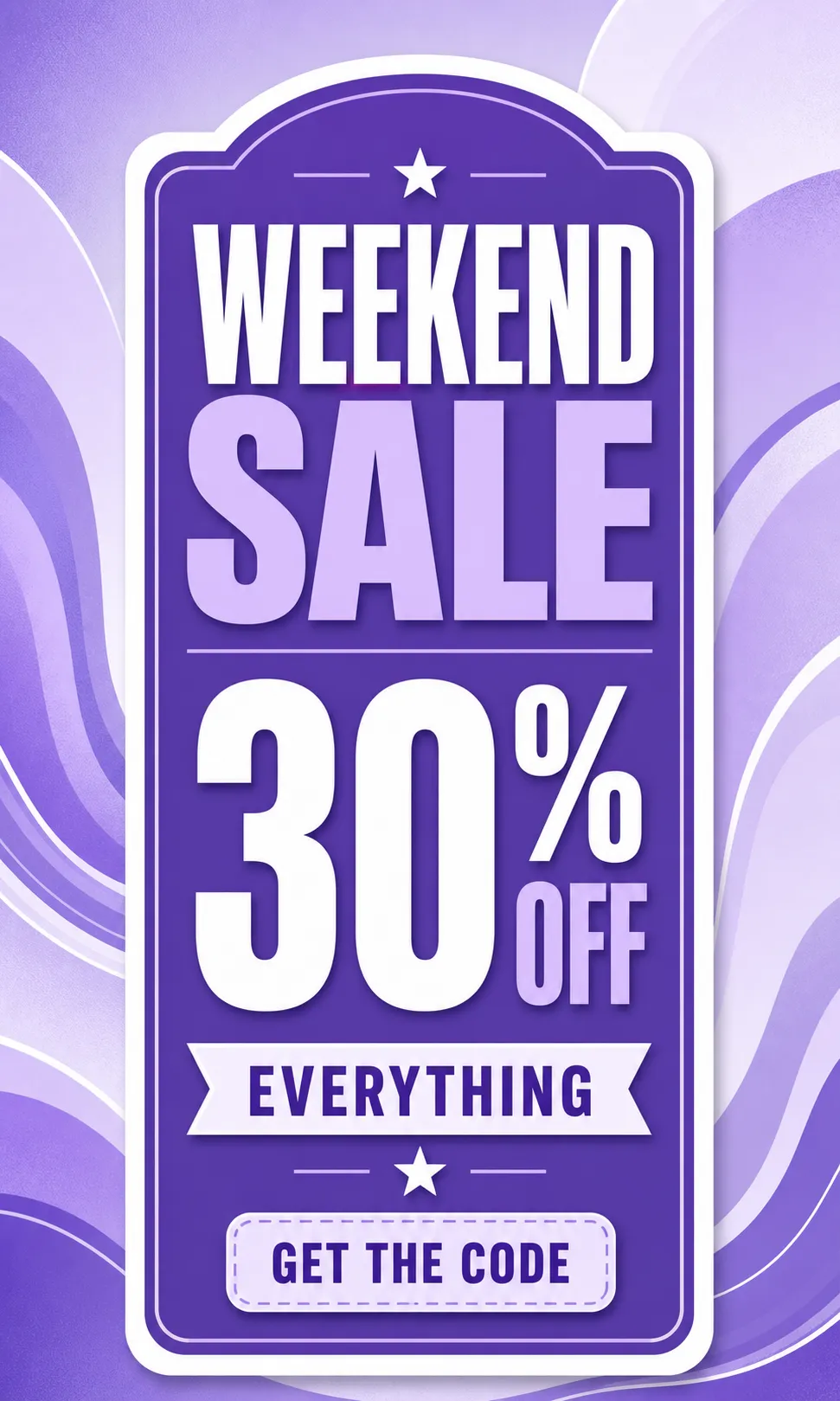 Purple Weekend Sale Banner 30% Off Everything｜AI Image Generation Prompts