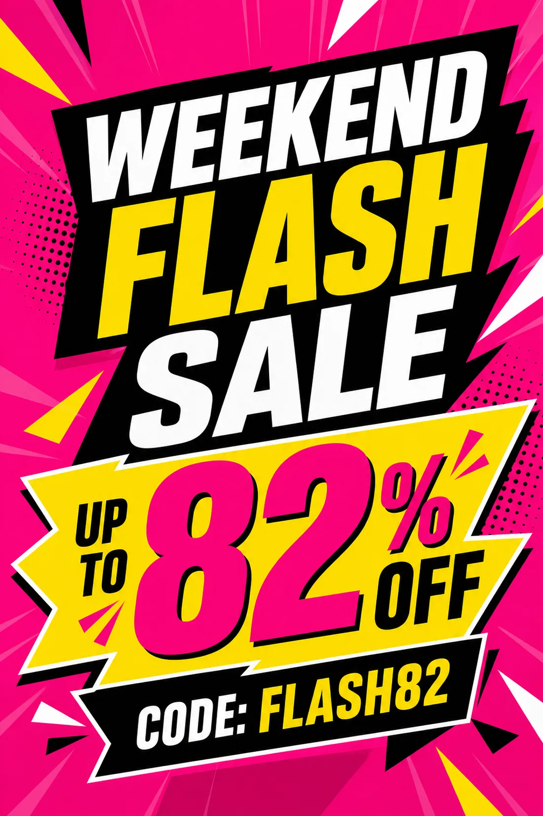 Weekend Flash Sale Up To 82% Off Promo Banner｜AI Image Generation Prompts