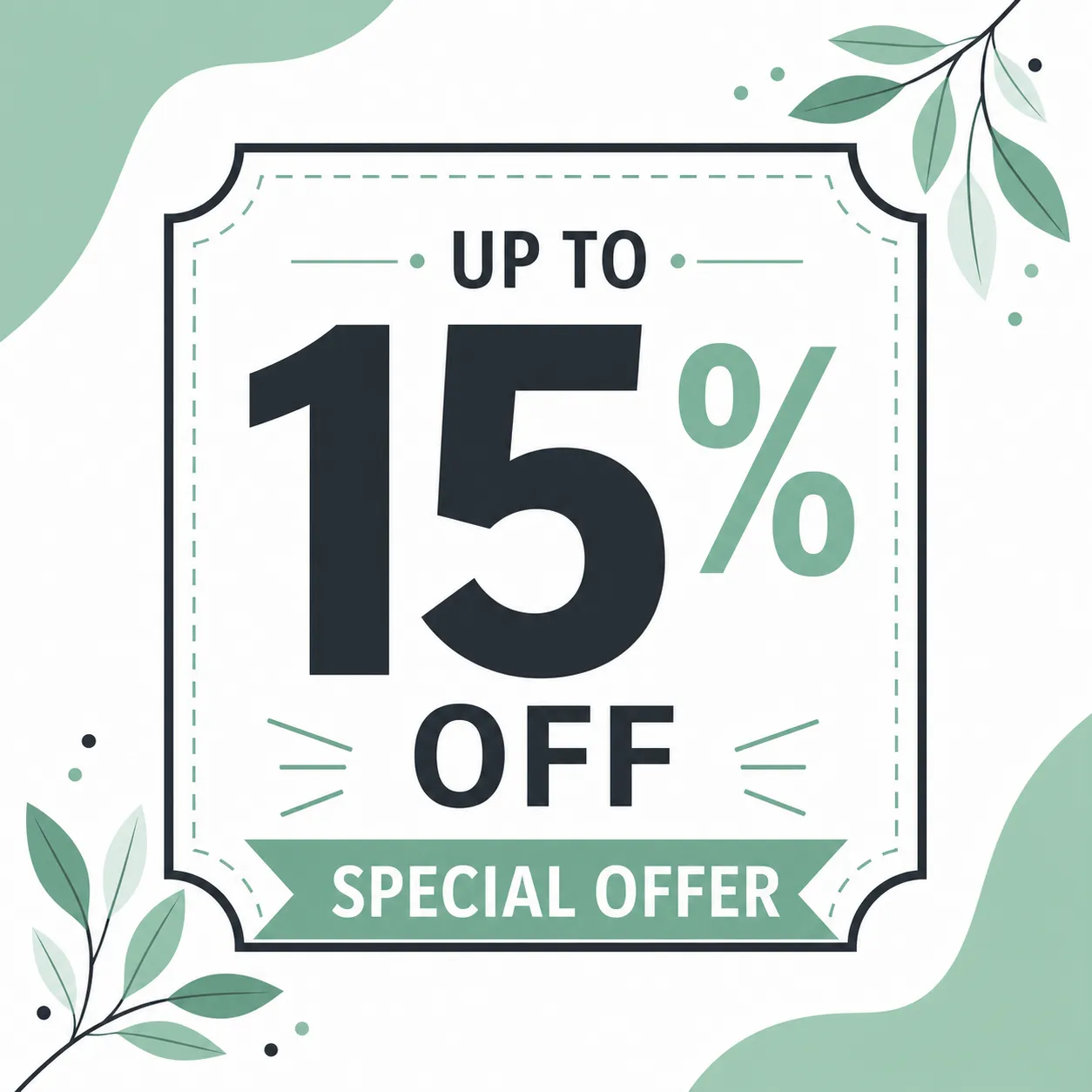 Up To 15% Off Special Offer Discount Banner｜AI Image Generation Prompts
