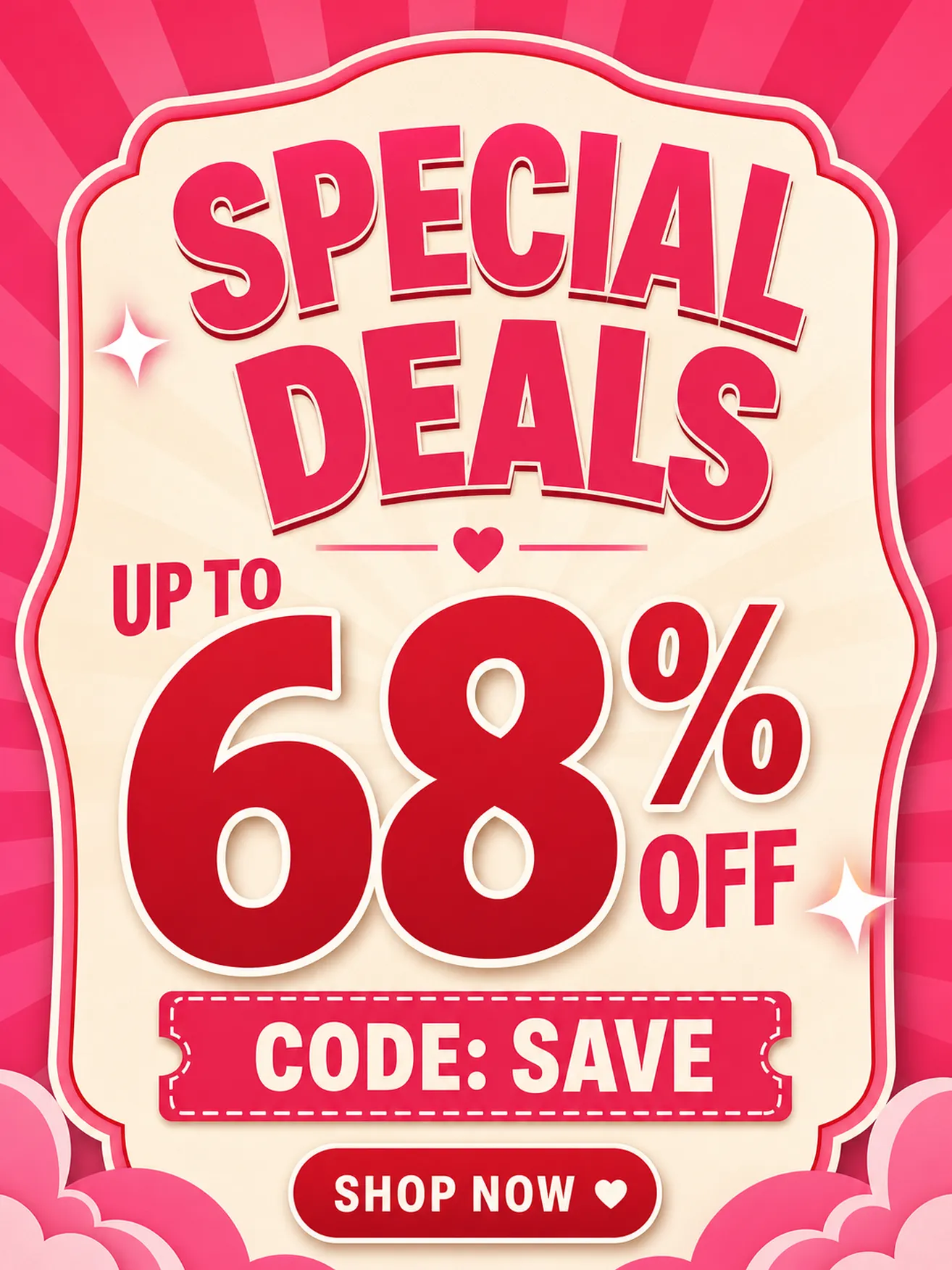 Special Deals Up To 68% Off Discount Poster｜AI Image Generation Prompts
