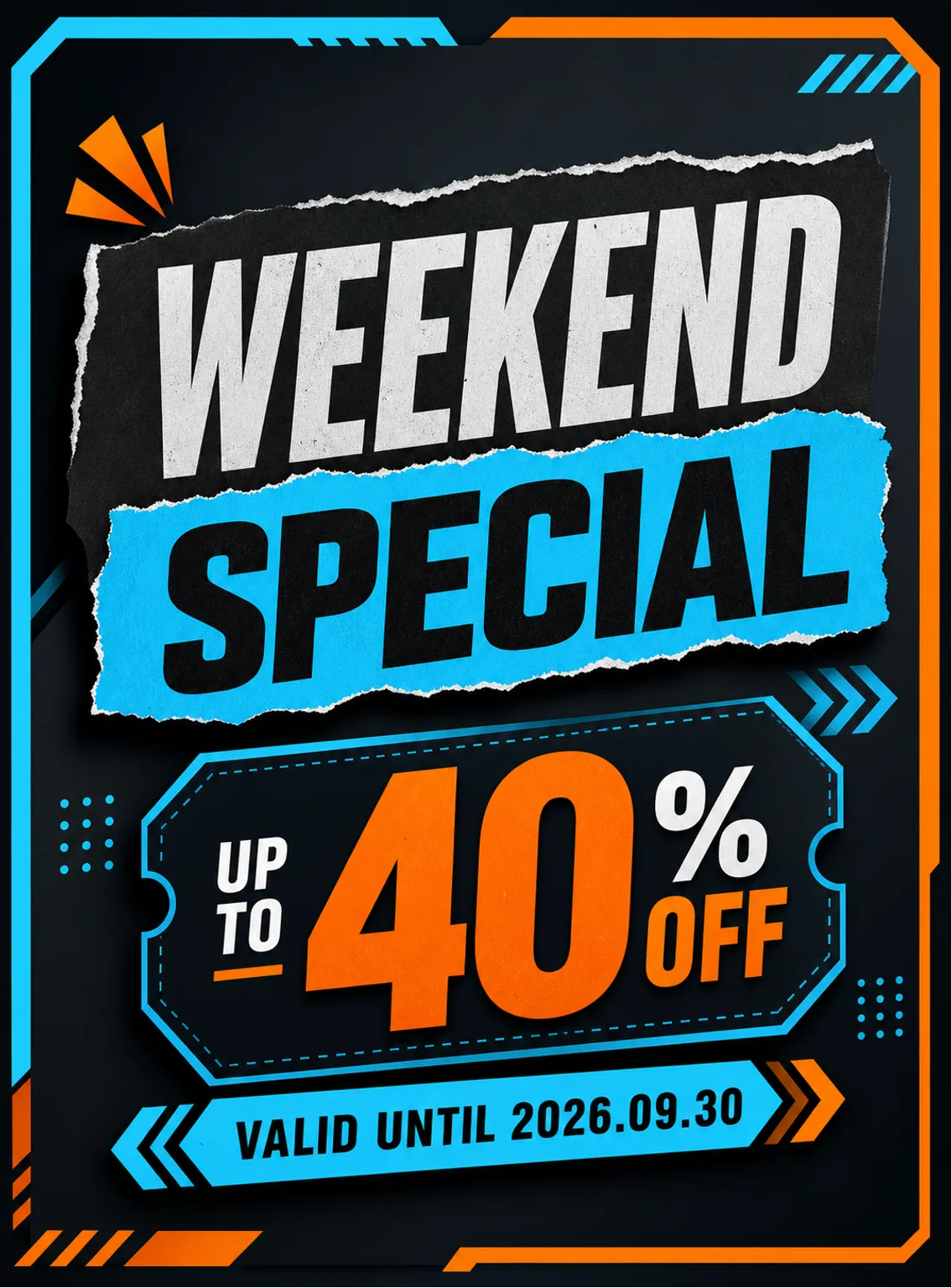 Weekend Special Sale Poster with 40% Off｜AI Image Generation Prompts