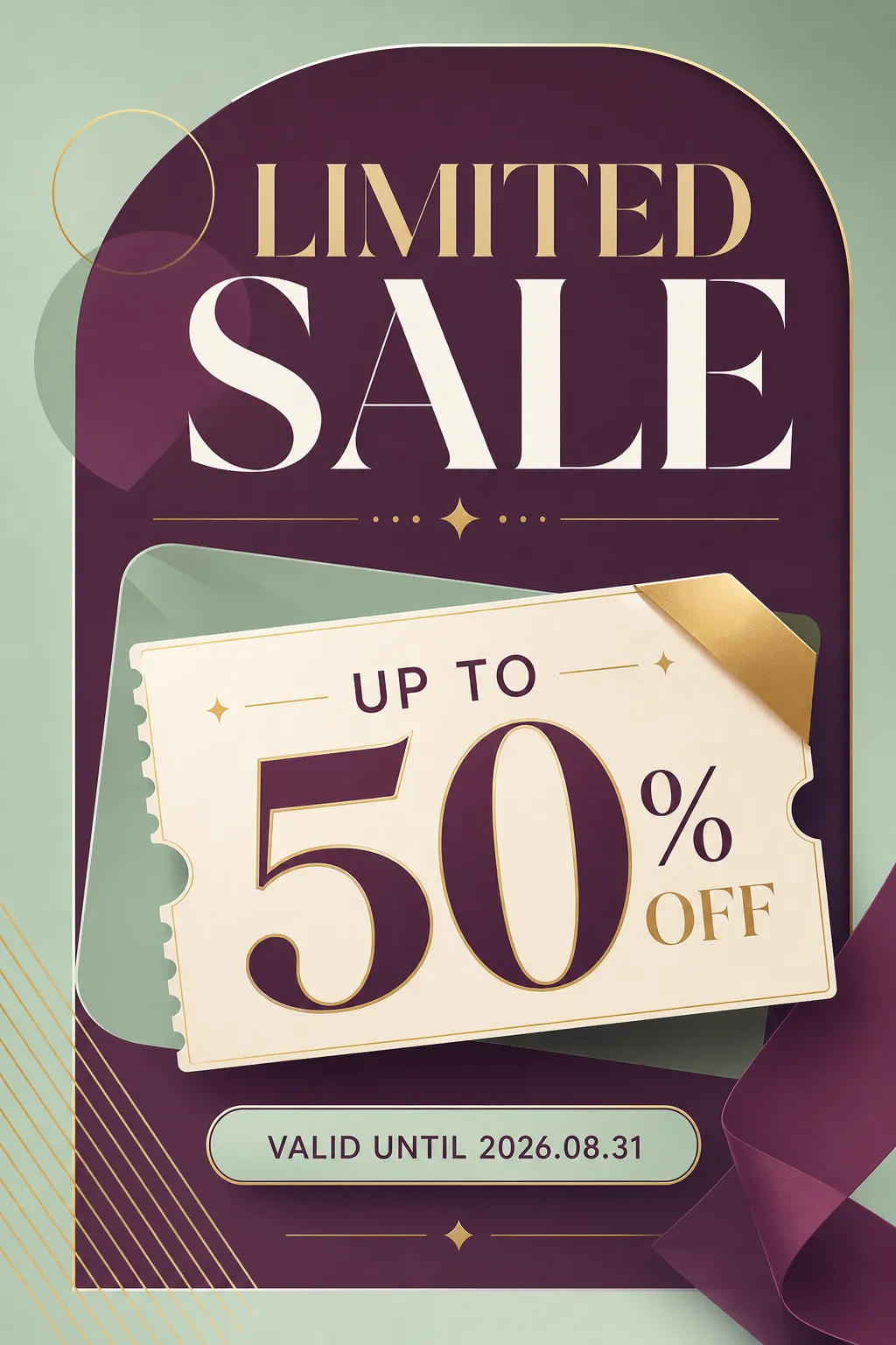Limited Sale Up To 50% Off Promotional Poster｜AI Image Generation Prompts