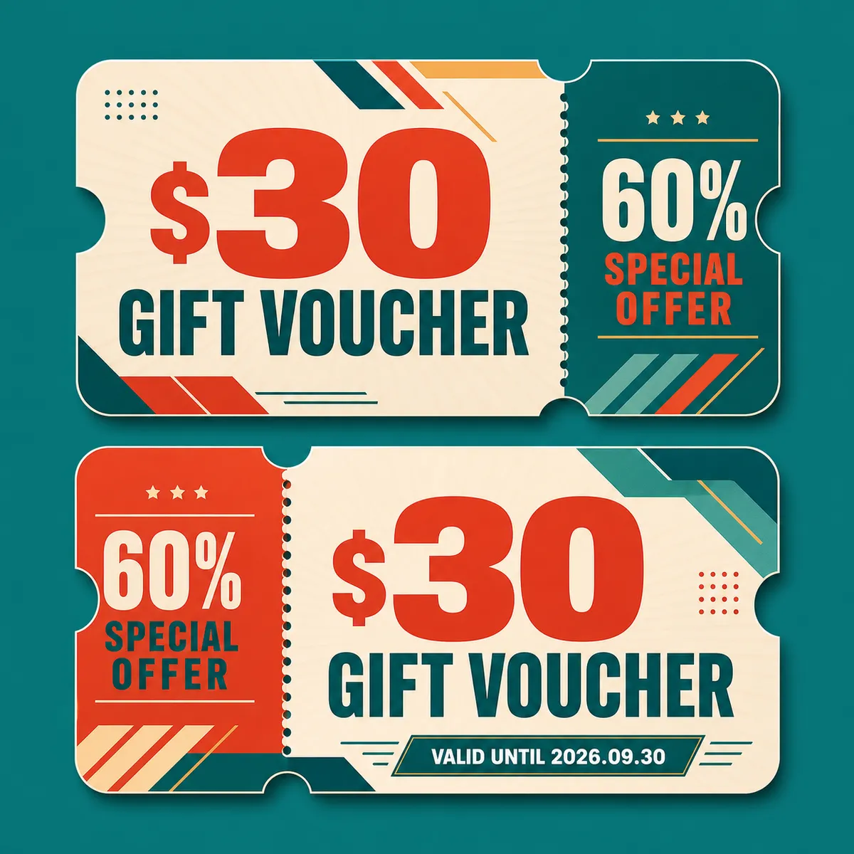$30 Gift Voucher with 60% Special Offer Ticket｜AI Image Generation Prompts