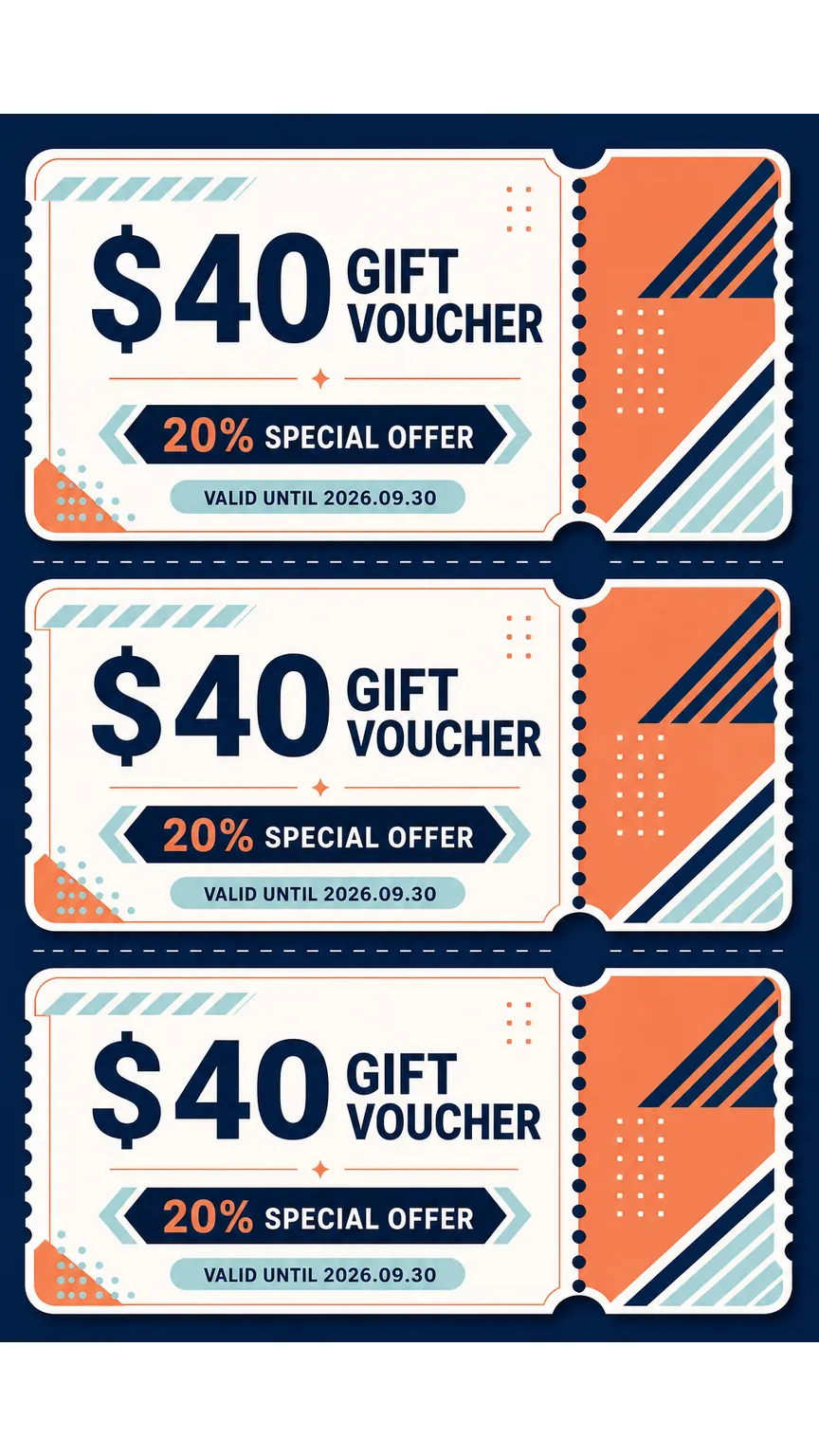 $40 Gift Voucher with 20% Special Offer Design｜AI Image Generation Prompts