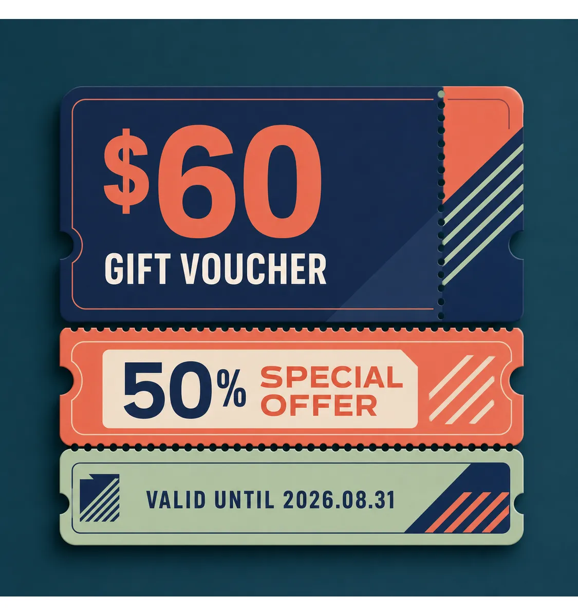 Sixty Dollar Gift Voucher and Special Offer Ticket｜AI Image Generation Prompts
