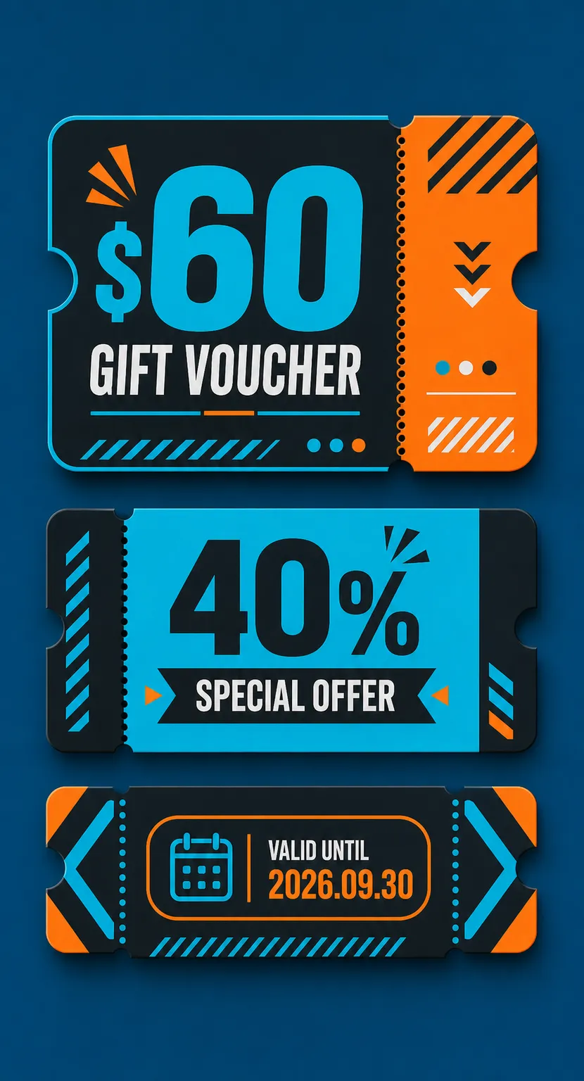 Modern Gift Voucher and Special Offer Ticket Set｜AI Image Generation Prompts