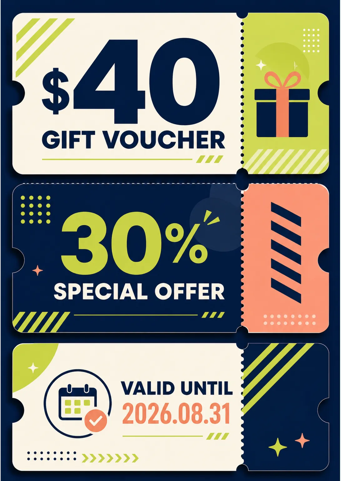 Gift voucher and special offer ticket design set｜AI Image Generation Prompts