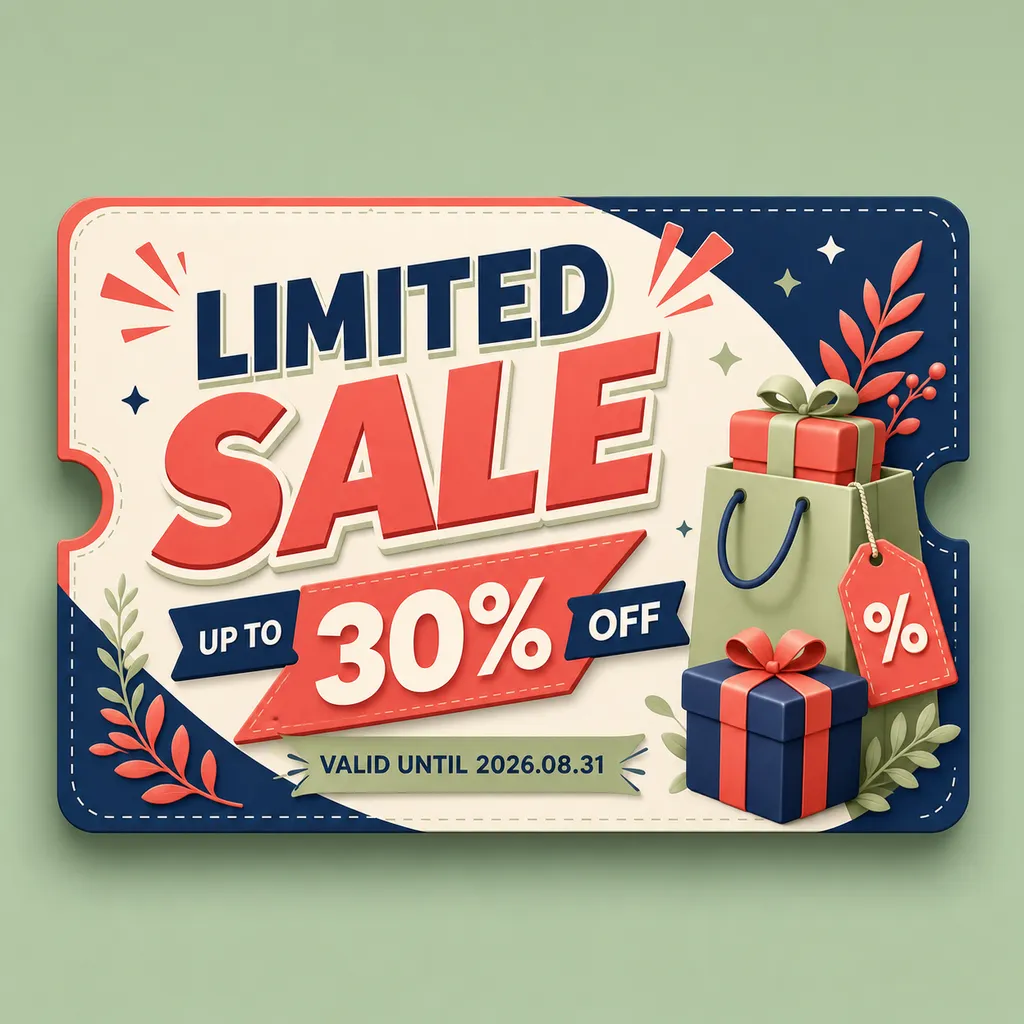 Limited Sale 30% Off Coupon Banner Design｜AI Image Generation Prompts