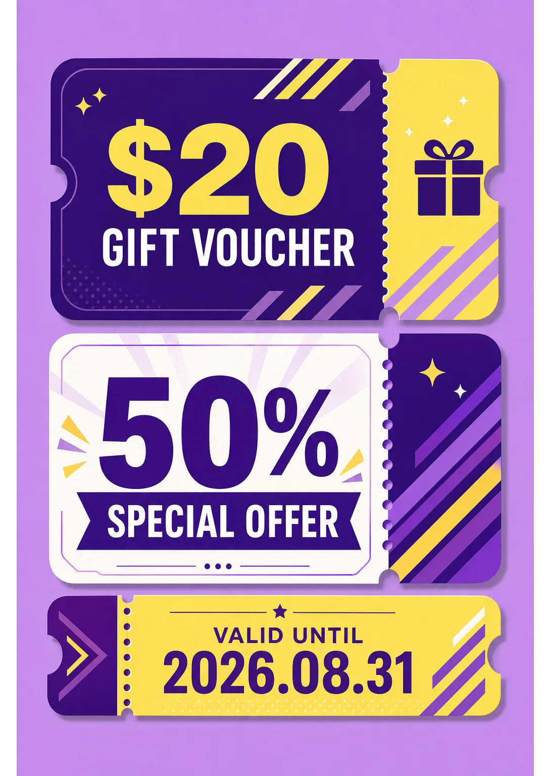 Gift Voucher and Special Offer Discount Tickets｜AI Image Generation Prompts