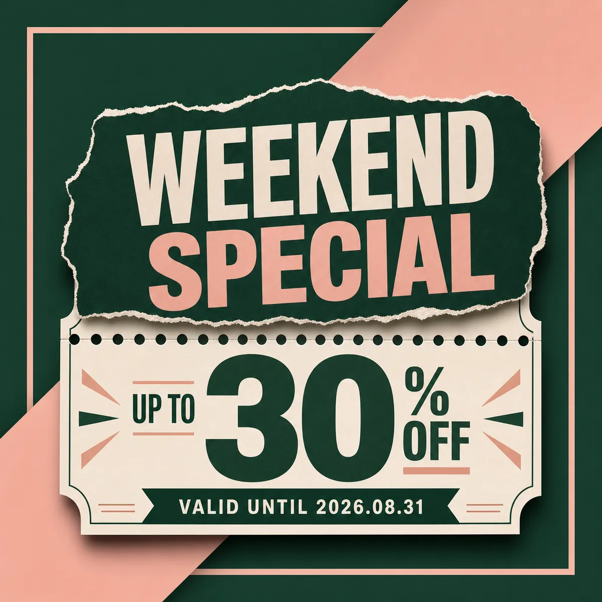 Weekend Special Discount Coupon Design｜AI Image Generation Prompts