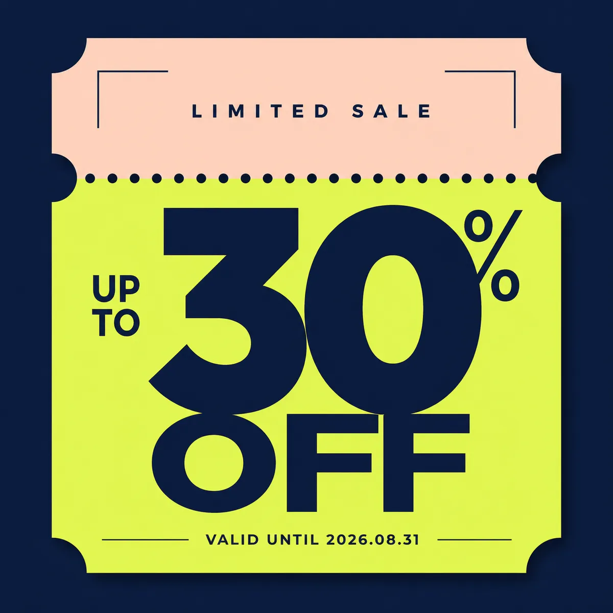 Limited Sale 30% Off Discount Ticket Design｜AI Image Generation Prompts