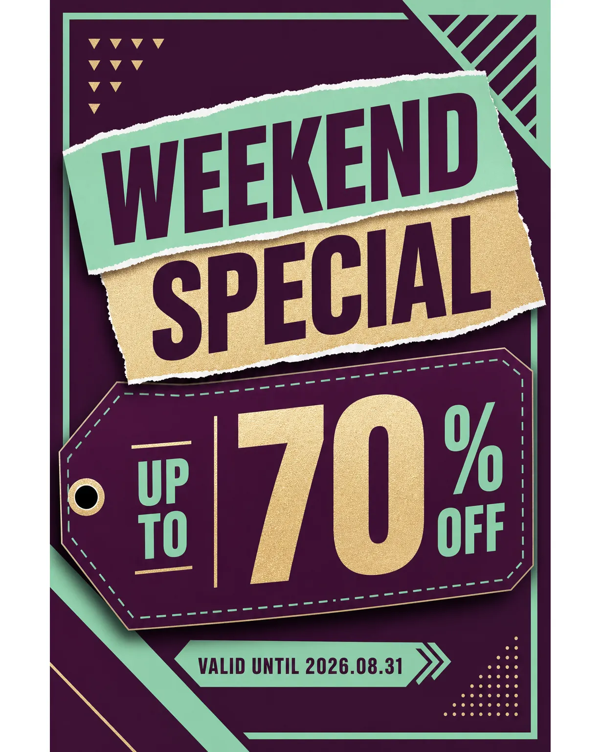 Weekend Special Sale Poster with Up to 70% Off｜AI Image Generation Prompts