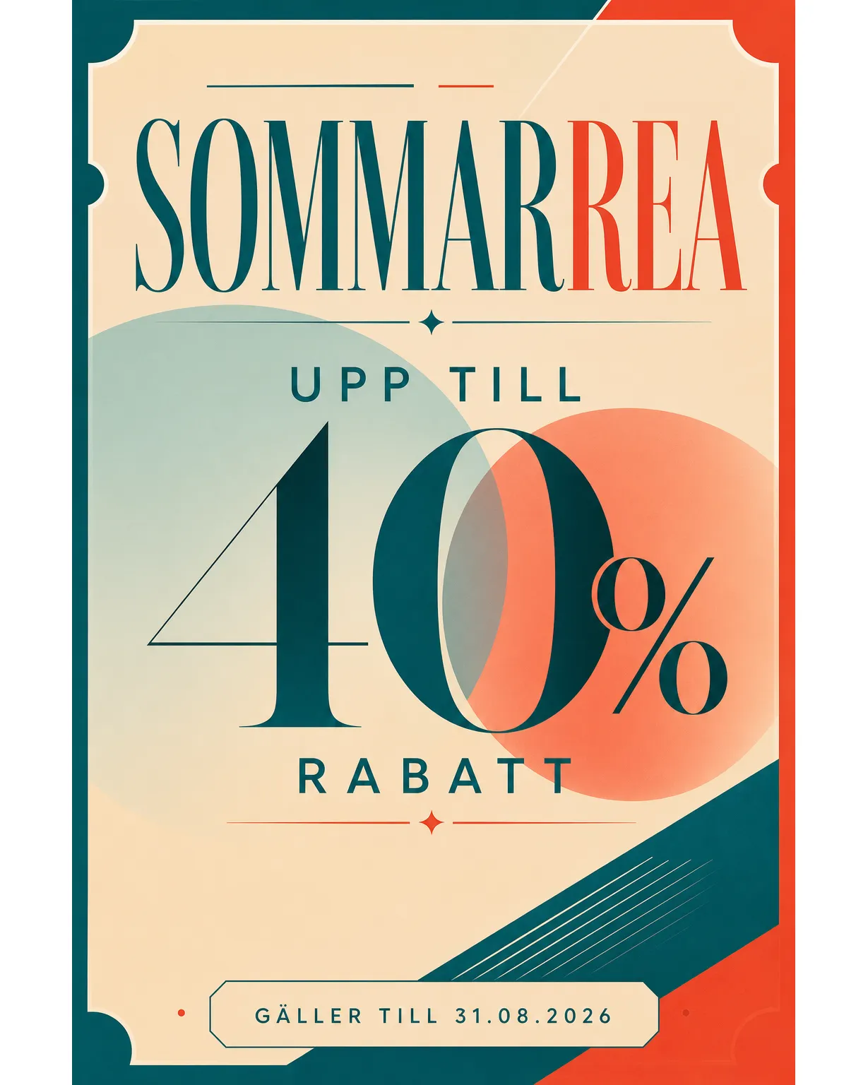 Retro Summer Sale Poster With 40 Percent Discount｜AI Image Generation Prompts