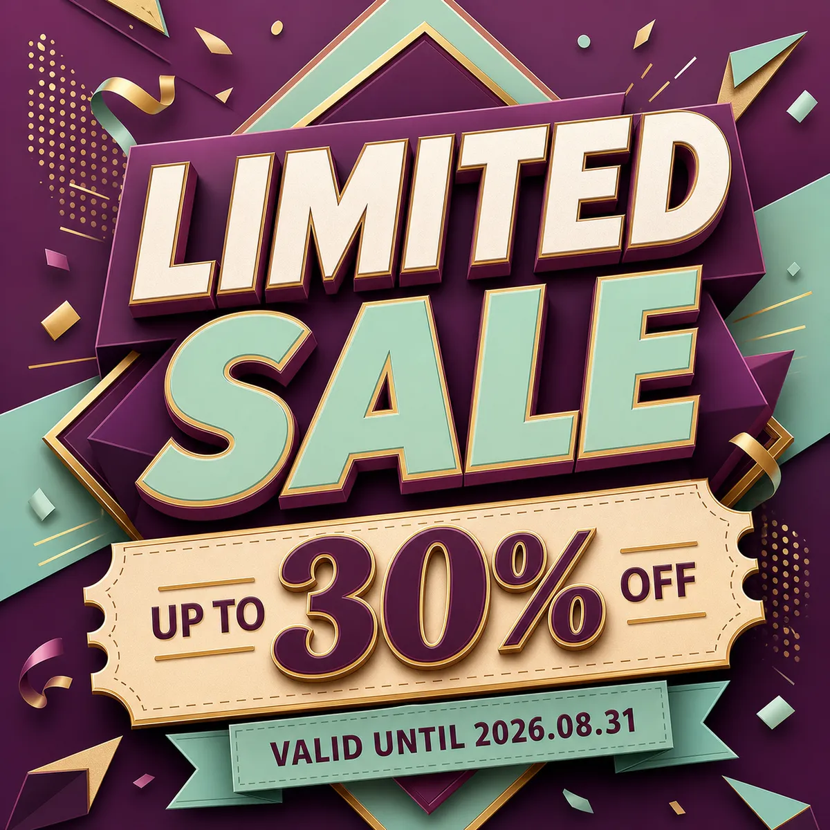 Limited Sale 30% Off Promotional Banner Design｜AI Image Generation Prompts