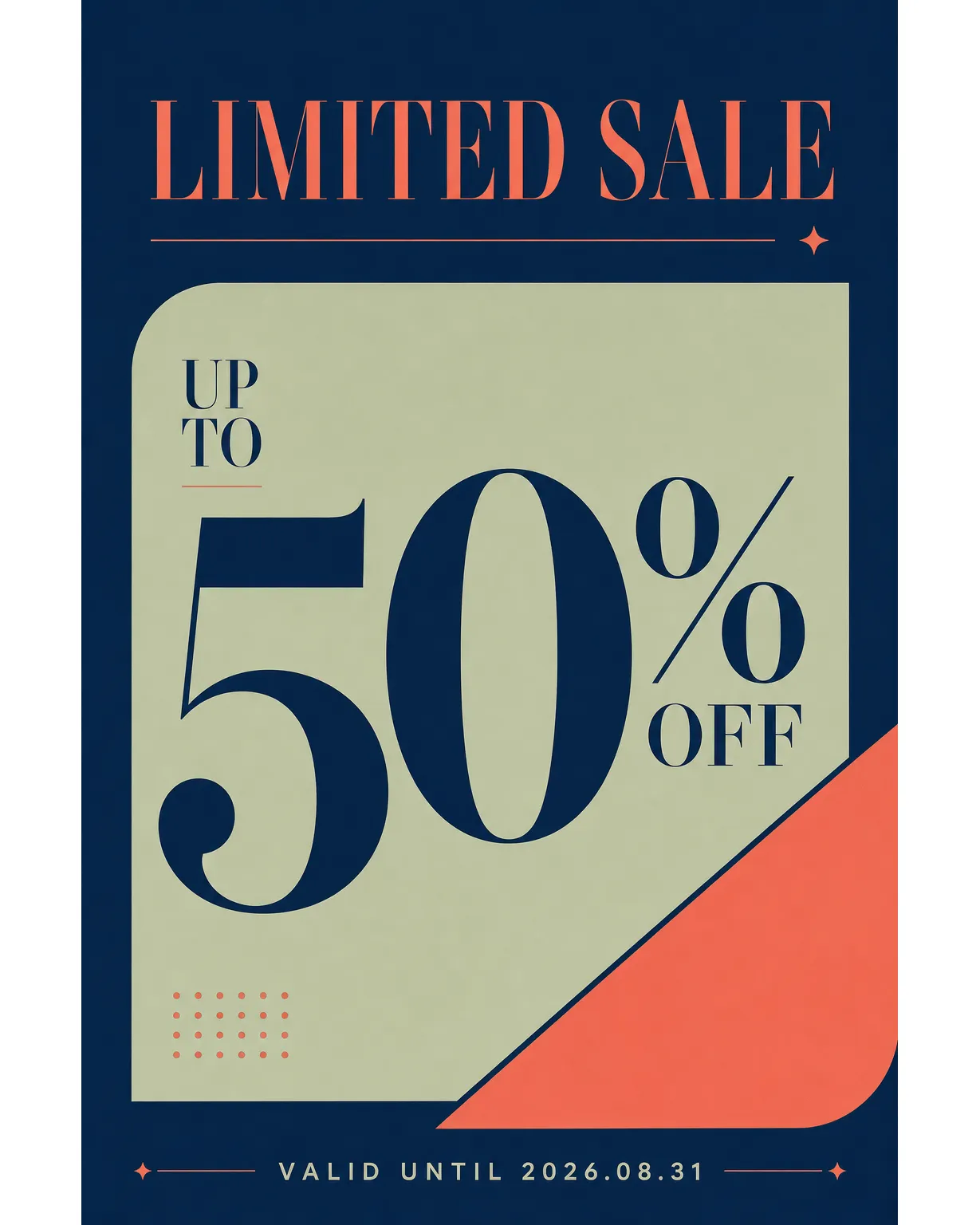 Limited Sale Up To 50 Percent Off Poster Design｜AI Image Generation Prompts