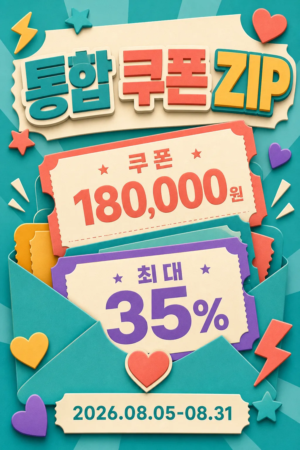 Colorful 3D Coupon Promotion Banner with Discount Tickets｜AI Image Generation Prompts