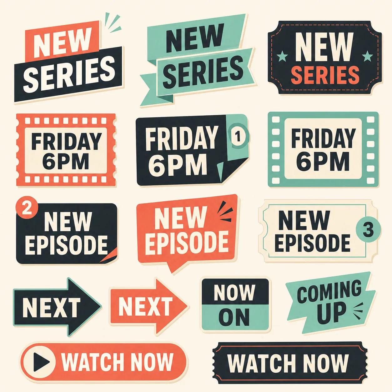 Retro TV Broadcast Labels and Badges Set｜AI Image Generation Prompts