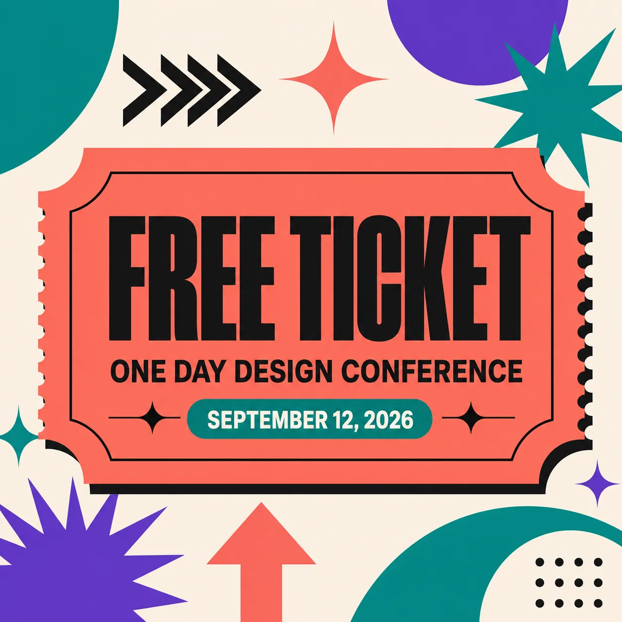 Free Ticket One Day Design Conference Poster｜AI Image Generation Prompts