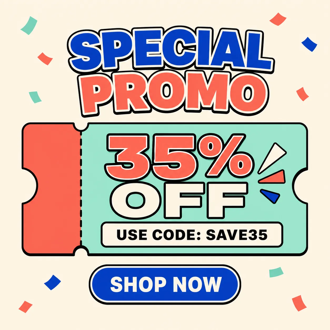 Special Promo 35% Off Discount Ticket Coupon｜AI Image Generation Prompts