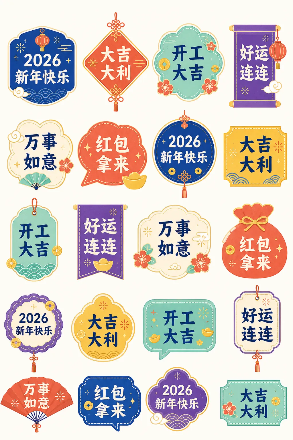 2026 Chinese New Year Sticker Collection｜AI Image Generation Prompts