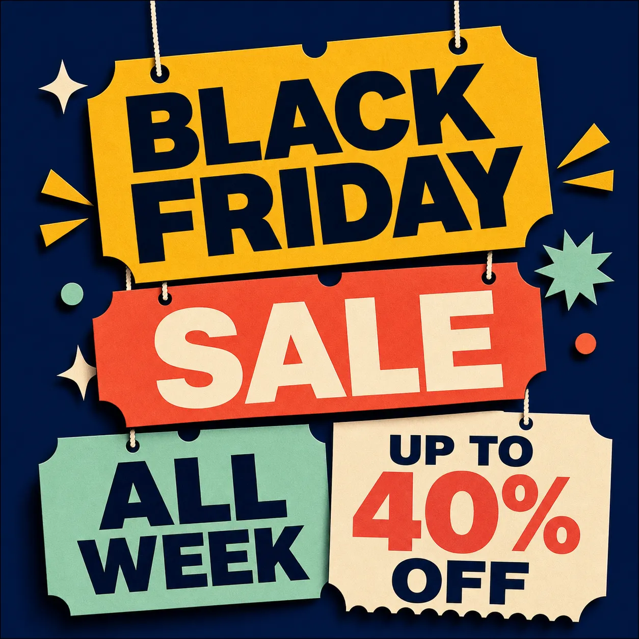 Black Friday Sale Hanging Tags Banner｜AI Image Generation Prompts