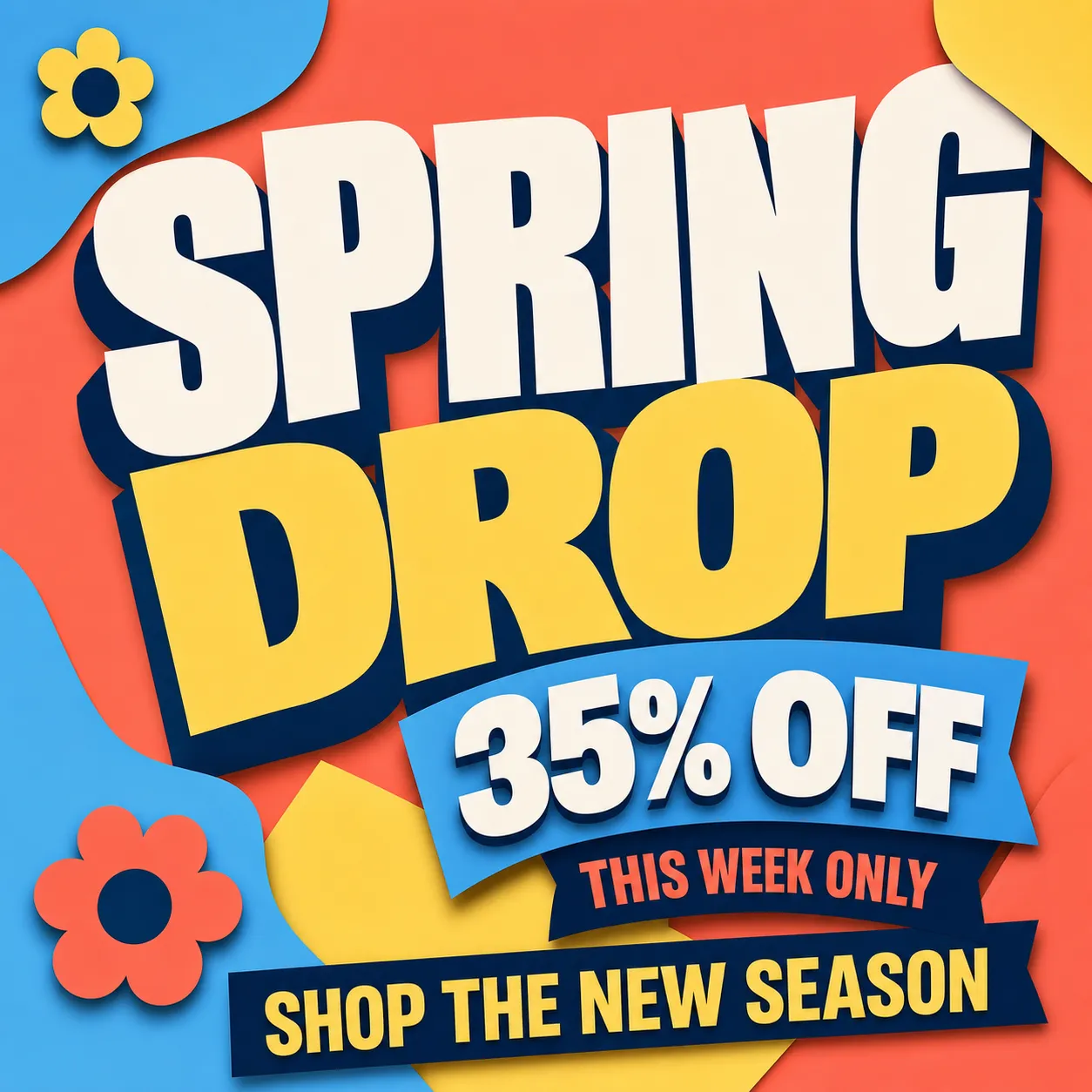 Spring Drop Sale 35% Off Promotional Banner｜AI Image Generation Prompts