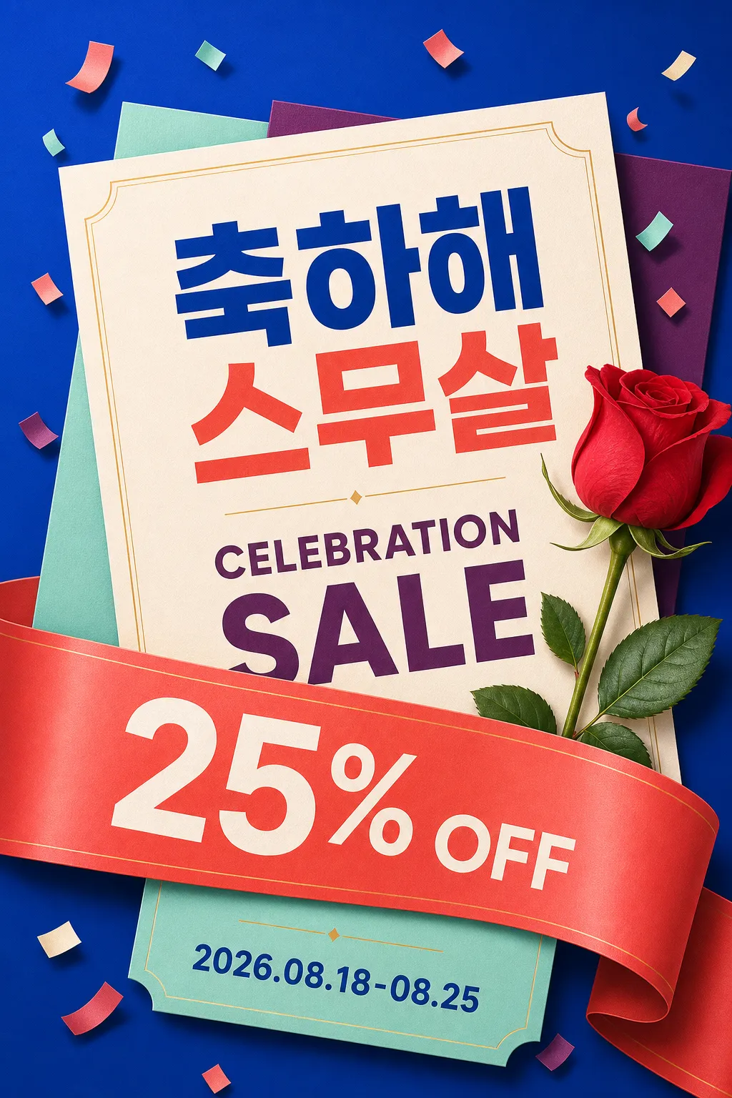Celebration Sale Poster with Red Rose and 25% Off｜AI Image Generation Prompts