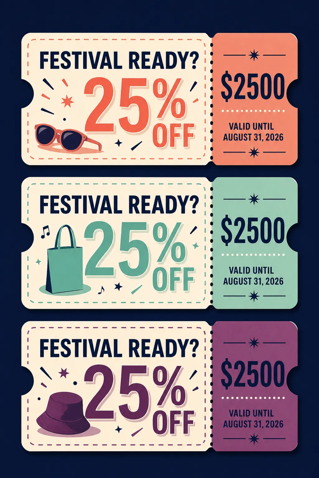 Festival Ready 25% Off Discount Coupon Set｜AI Image Generation Prompts