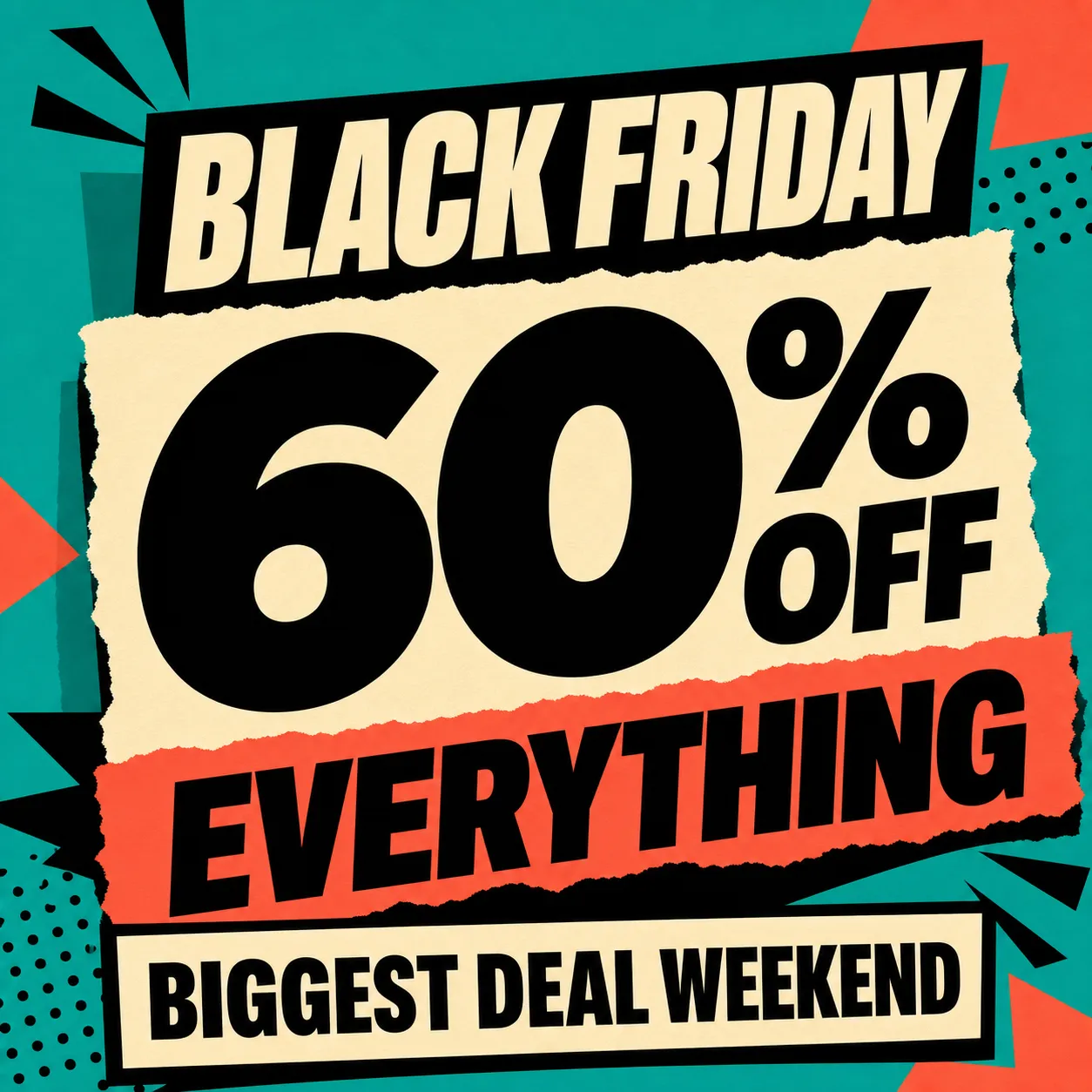 Black Friday 60% Off Everything Sale Banner｜AI Image Generation Prompts