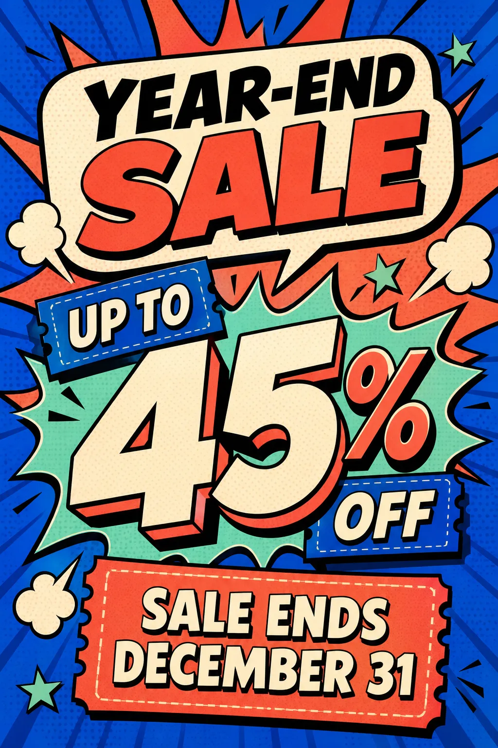 Year-End Sale Comic Book Poster Up To 45% Off｜AI Image Generation Prompts