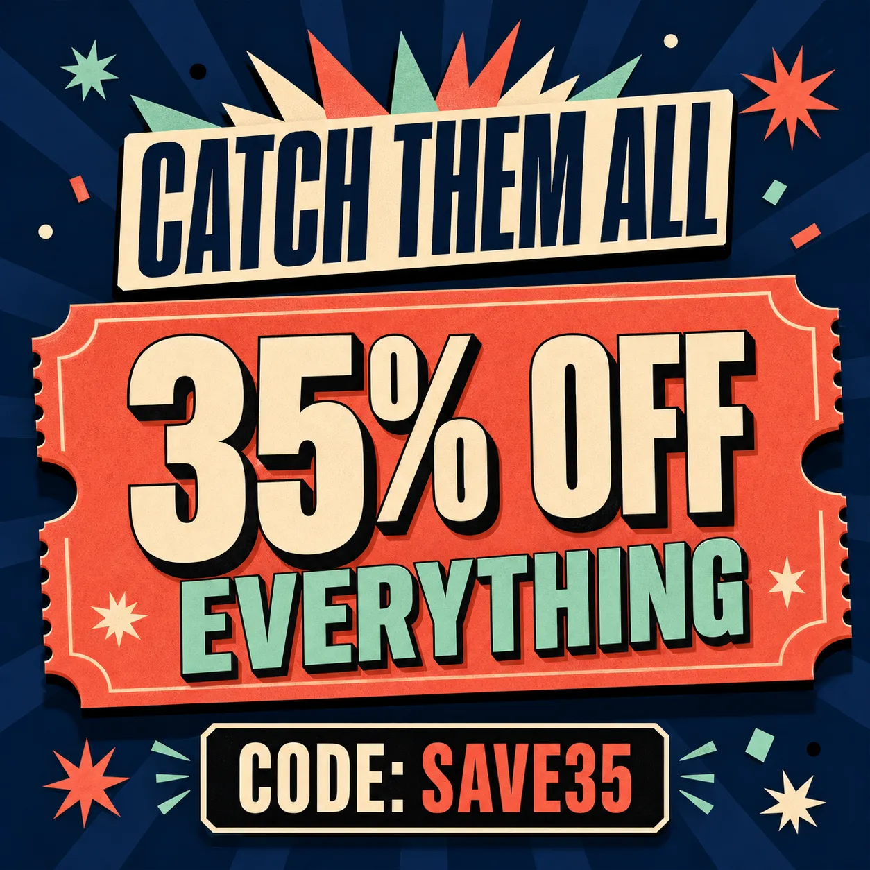 Retro 35% Off Everything Sale Banner with Code SAVE35｜AI Image Generation Prompts