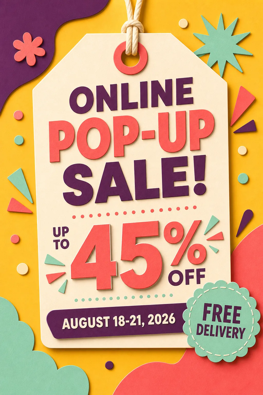 Online Pop-Up Sale Tag with 45% Off Discount｜AI Image Generation Prompts