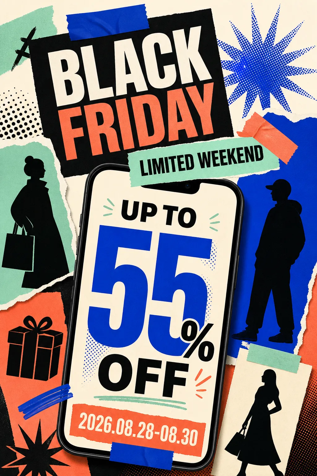 Black Friday Limited Weekend Sale Smartphone Poster｜AI Image Generation Prompts