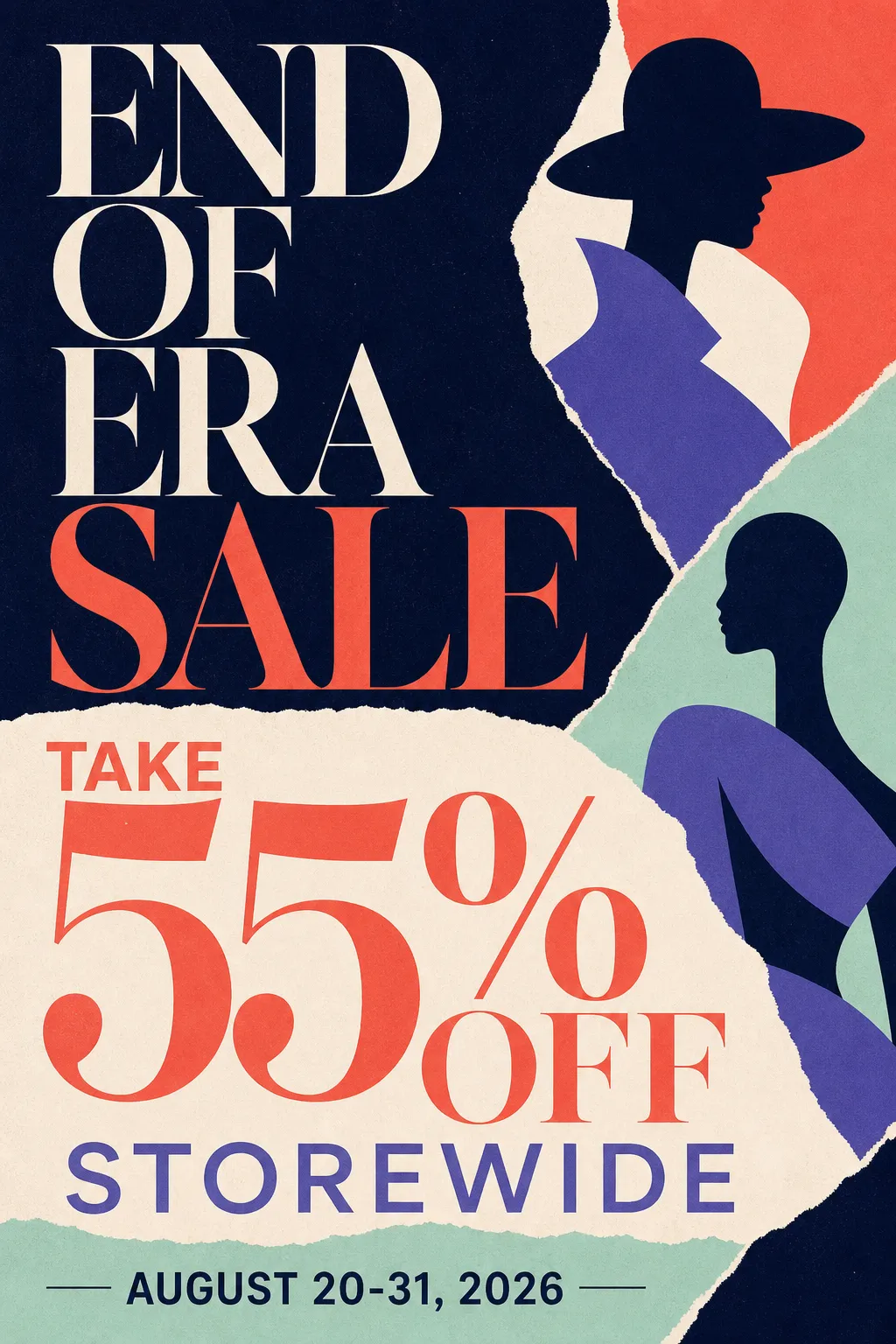 End of Era Sale Poster 55% Off Storewide｜AI Image Generation Prompts