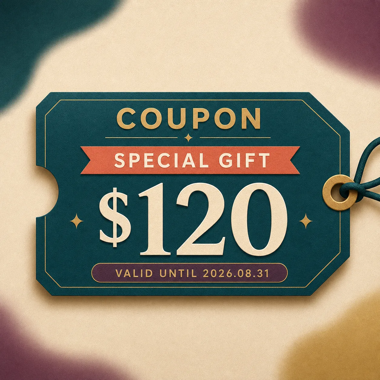 Special Gift Coupon Tag Worth 120 Dollars｜AI Image Generation Prompts