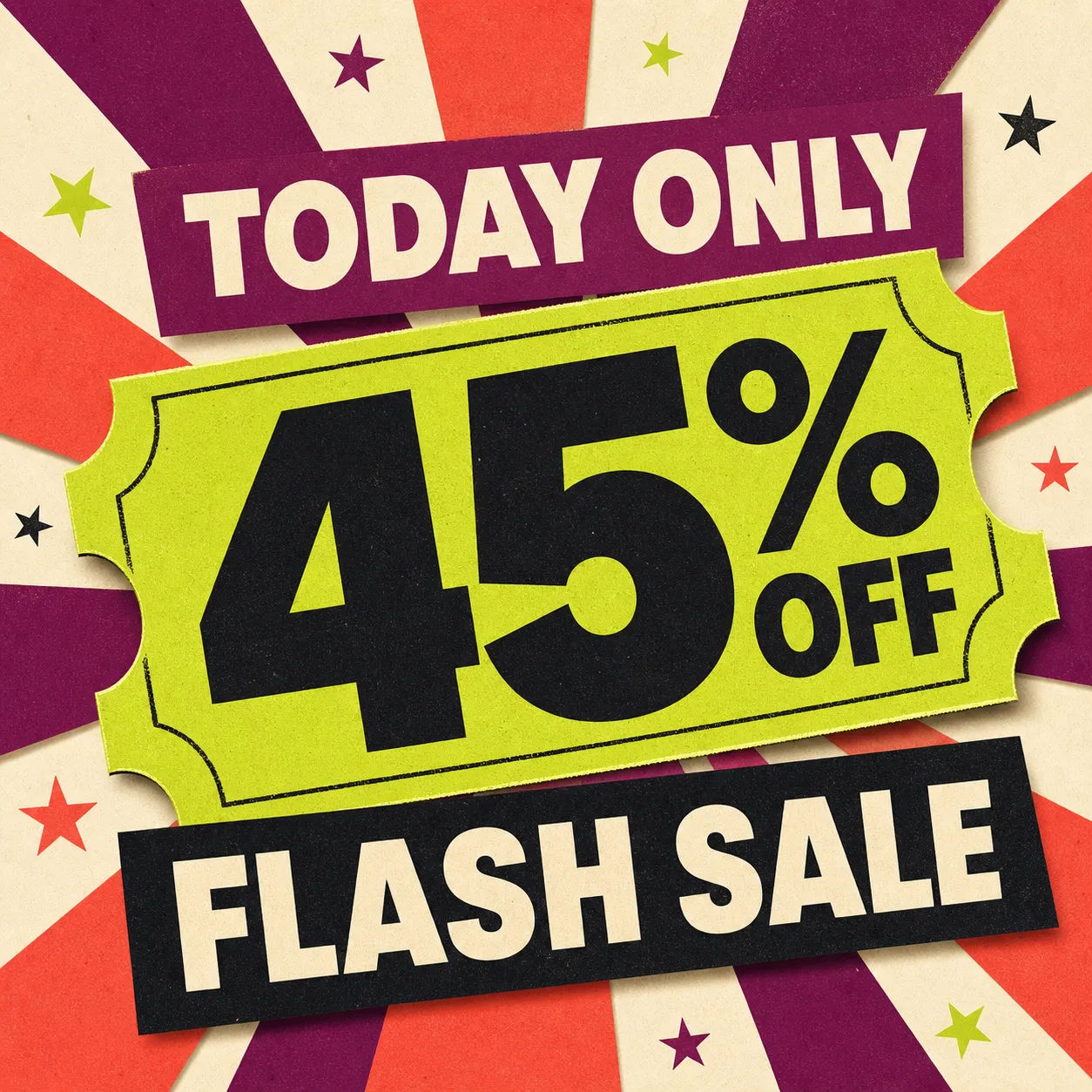 Today Only 45% Off Flash Sale Banner｜AI Image Generation Prompts