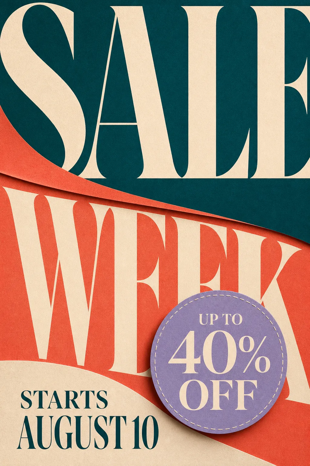 Sale Week Poster with 40% Off Badge｜AI Image Generation Prompts