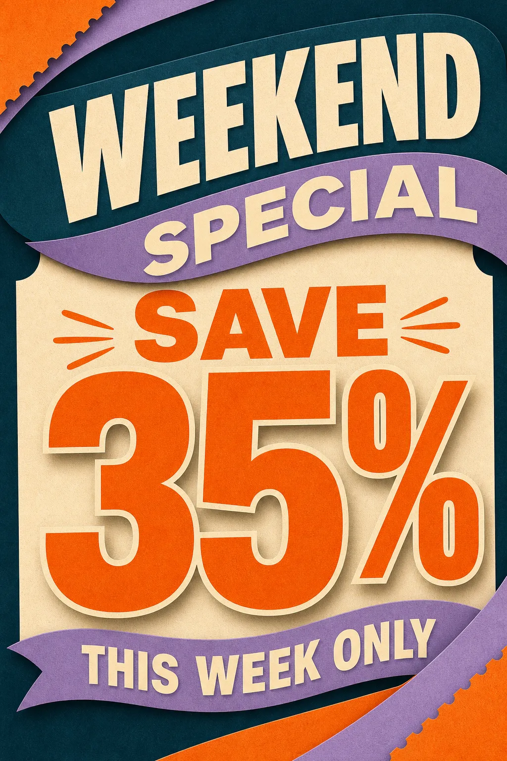 Weekend Special Sale Poster Save 35%｜AI Image Generation Prompts