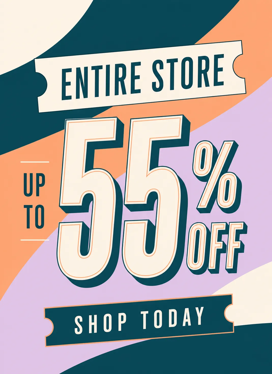 Entire Store Up To 55% Off Sale Poster｜AI Image Generation Prompts