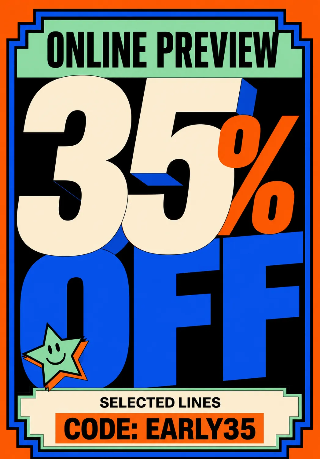 35 Percent Off Online Preview Sale Poster｜AI Image Generation Prompts