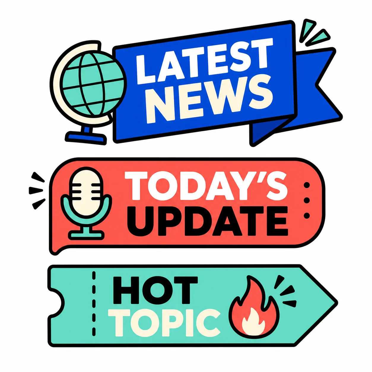 Latest News, Today's Update, and Hot Topic Banners｜AI Image Generation Prompts
