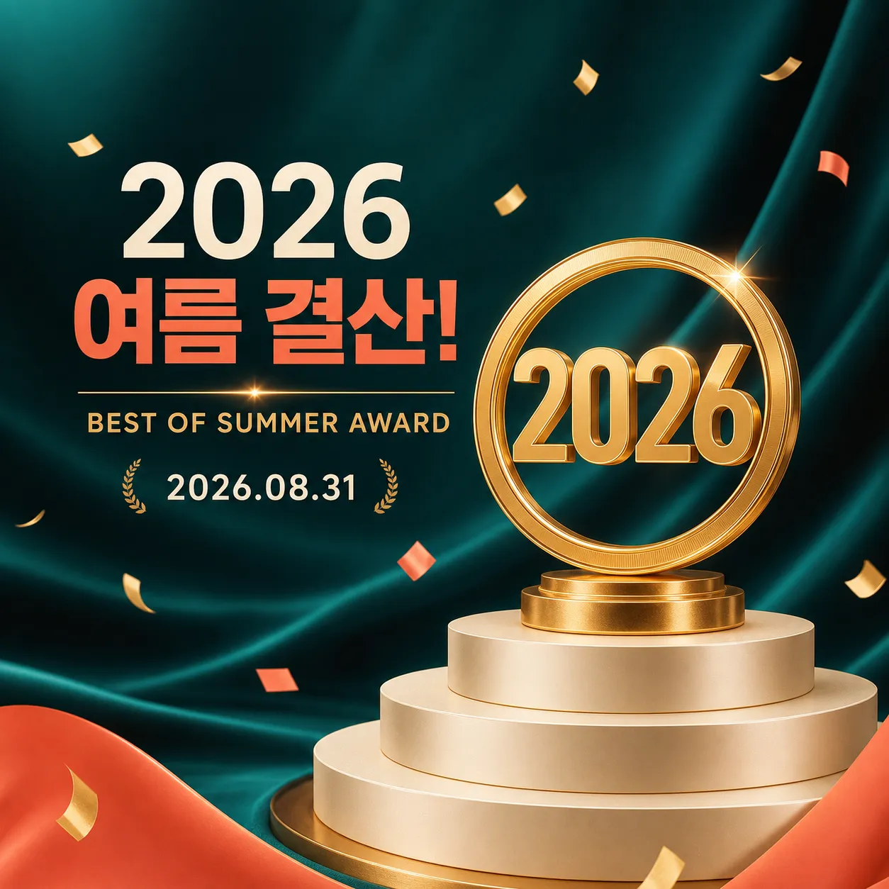 2026 Best of Summer Award Gold Trophy Podium｜AI Image Generation Prompts