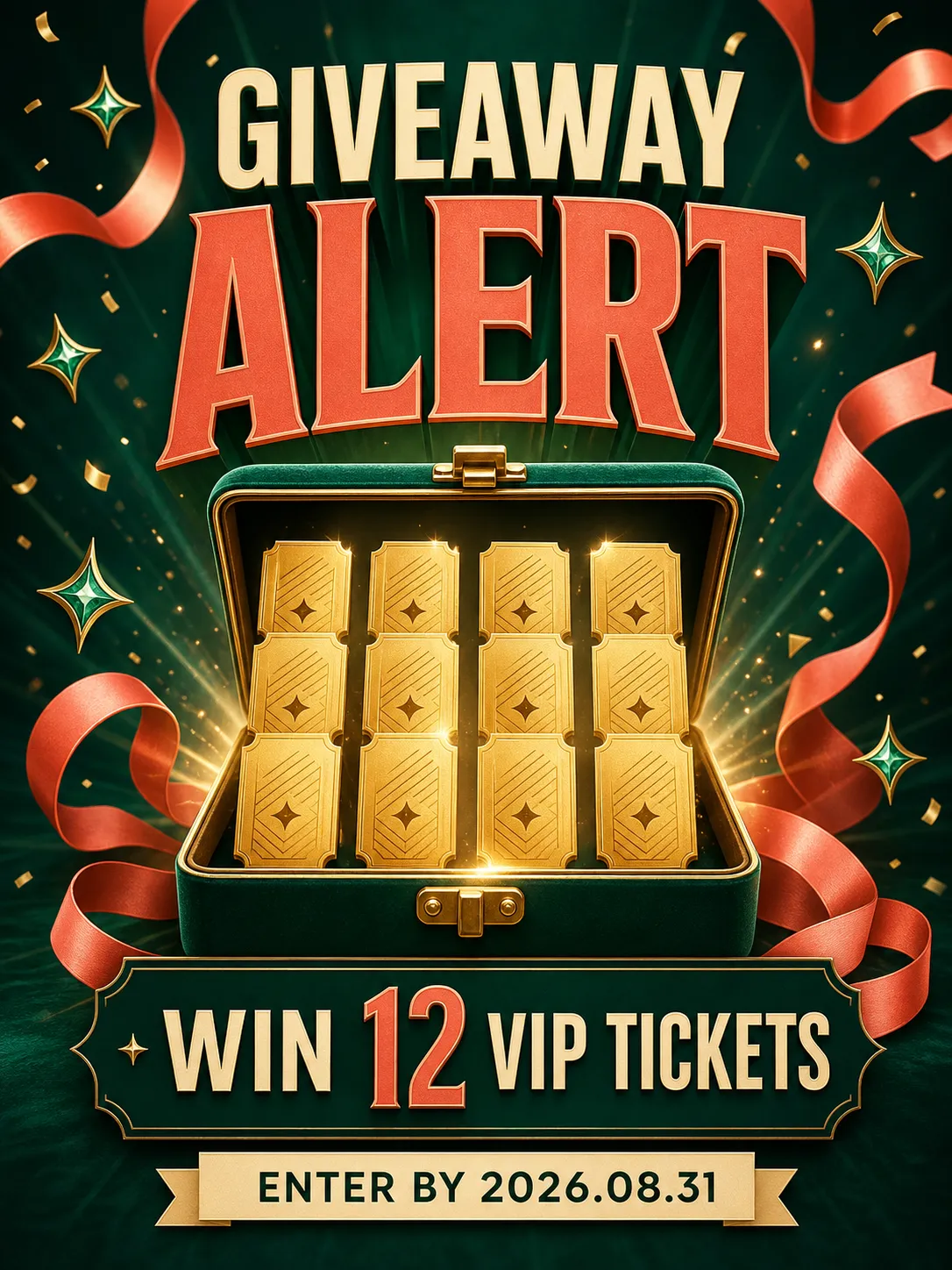 Giveaway Alert: Win 12 VIP Tickets Poster｜AI Image Generation Prompts