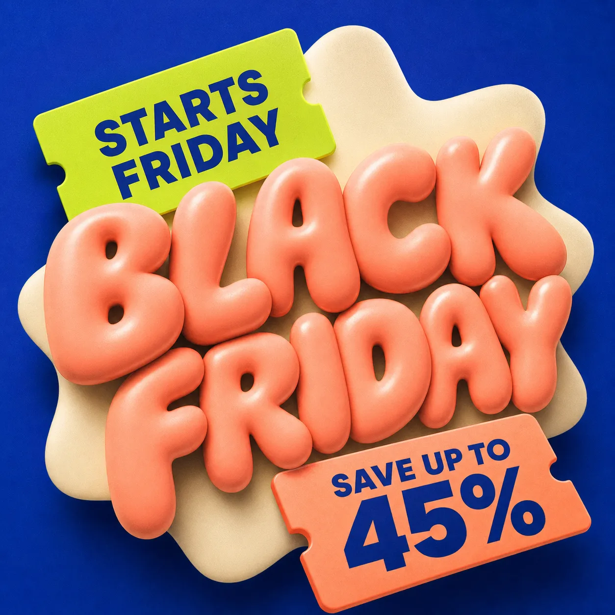 3D Black Friday Sale Banner Starts Friday Save 45%｜AI Image Generation Prompts