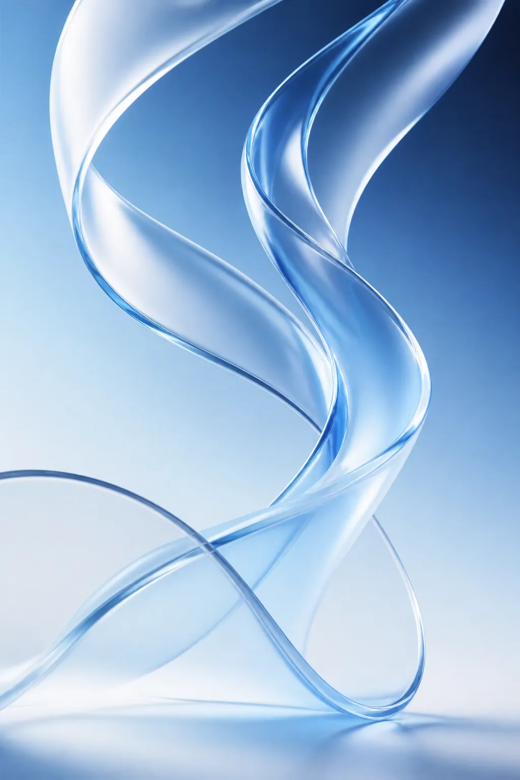 Abstract Blue Swirling Glass Ribbons Background｜AI Image Generation Prompts