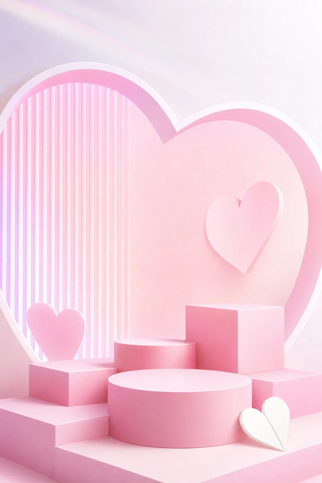 Pink Heart Podium Product Display Background｜AI Image Generation Prompts