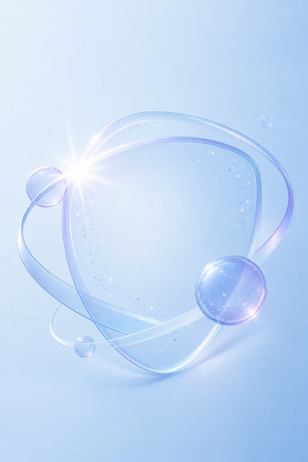 Abstract Blue Glass Shield with Orbital Rings｜AI Image Generation Prompts