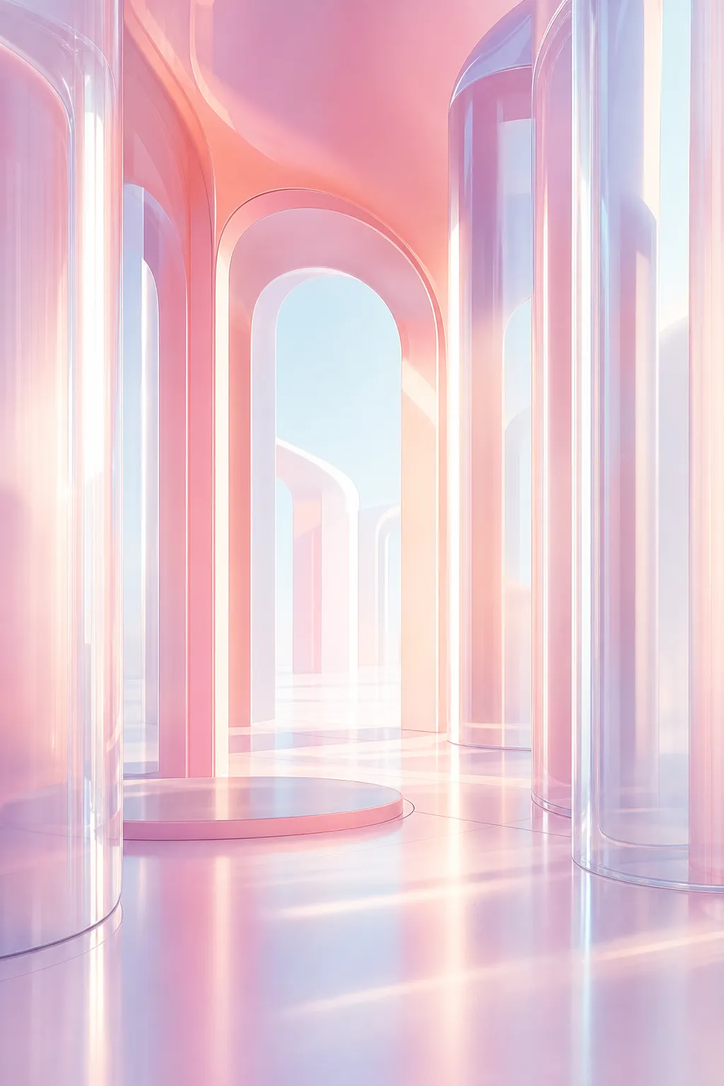 Pastel Pink Abstract Architecture With Arches｜AI Image Generation Prompts